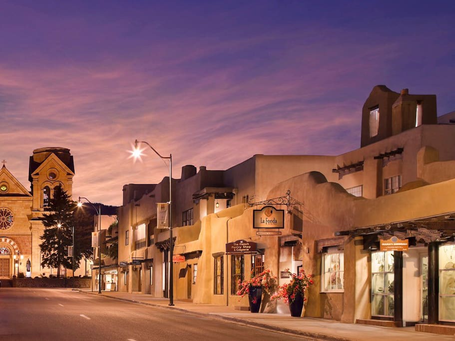 Downtown Santa Fe is a 10 minute walk from our home.
