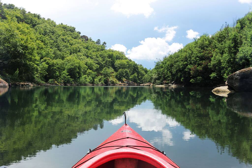 Rio Mondego, just a few meters from the yurts and domes
