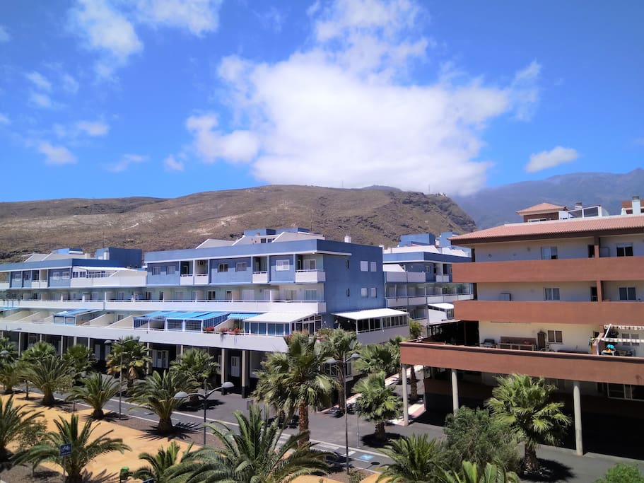 The views from the balcony over the pedestrian area, perfect for children to play there