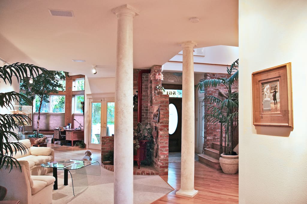 View of the living room from the dining area