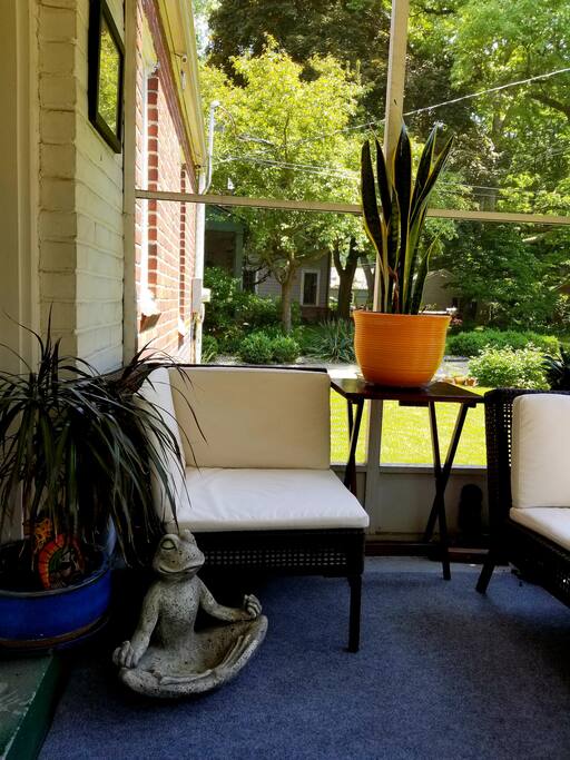 Sun porch for coffee and relaxing.