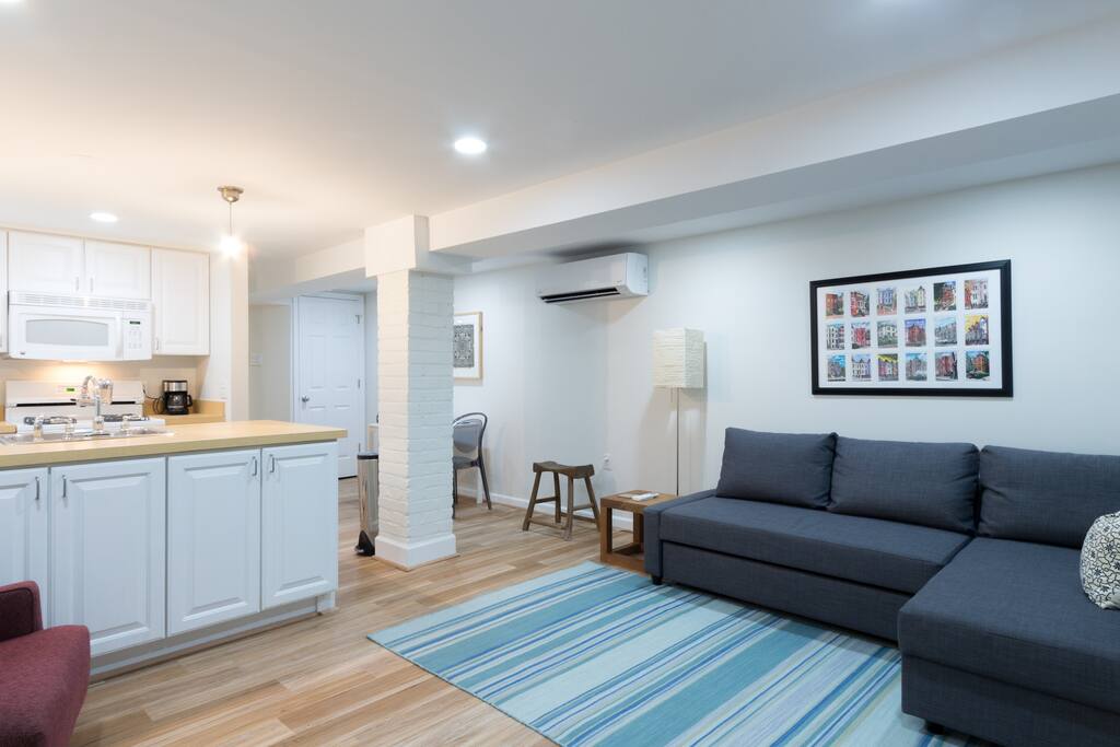HVAC "mini split" unit for cooling and heat in living area.