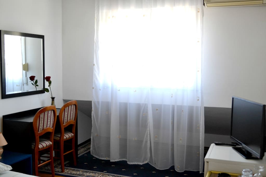 TV, fridge and working table