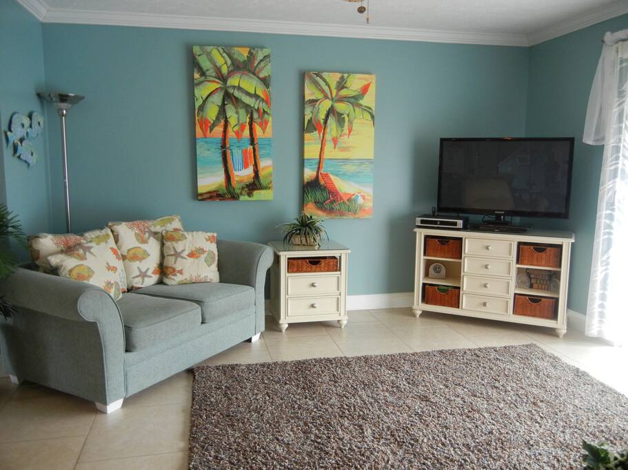 Large Living Room with new 55" Smart TV & DVD