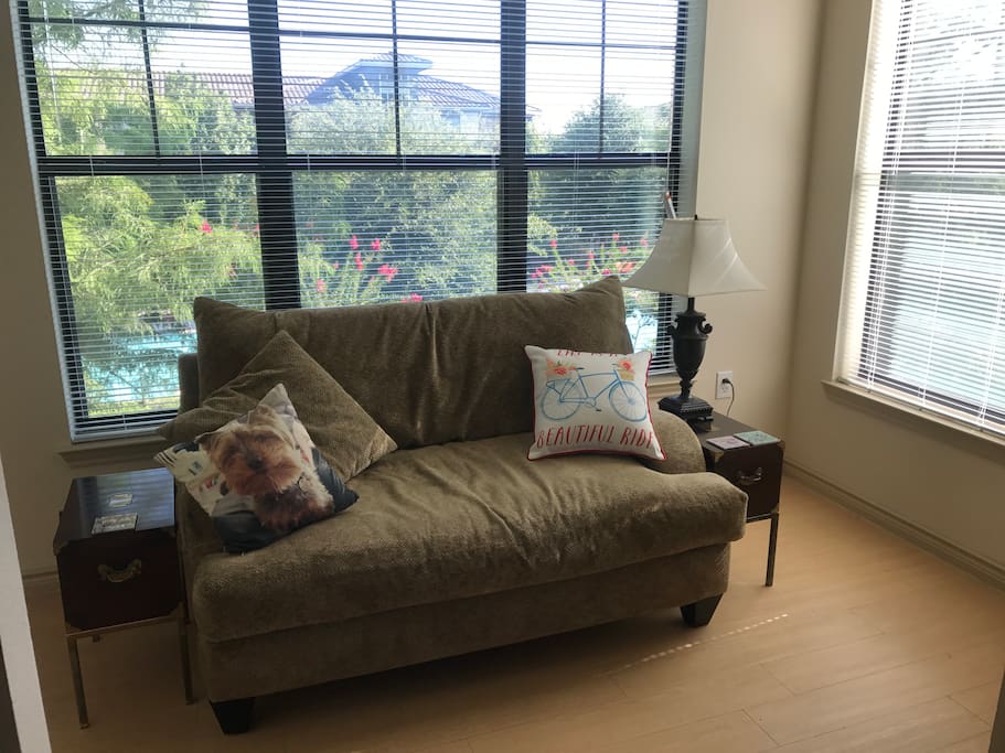 Sunroom overlooking the pool