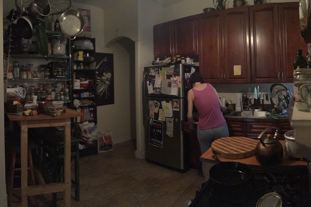 This is our shared eat in kitchen. You'll have access to our fully stocked kitchen essentials and sundries.