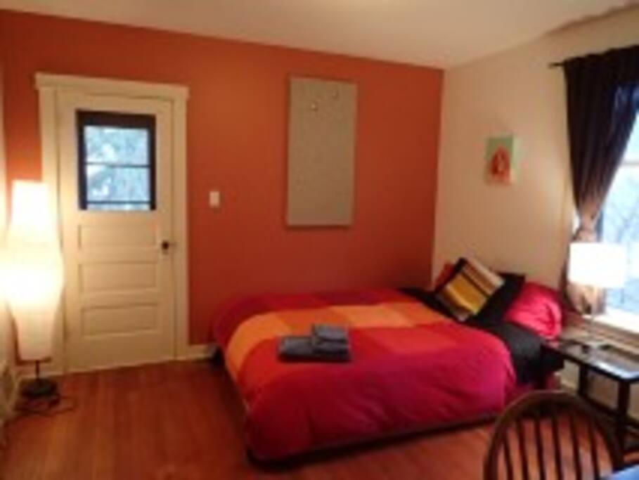 Lots of natural light, private decks available.