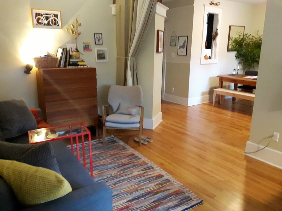 The living room and the dining room