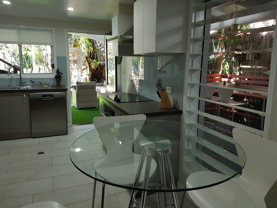 Kitchen looking out to common area