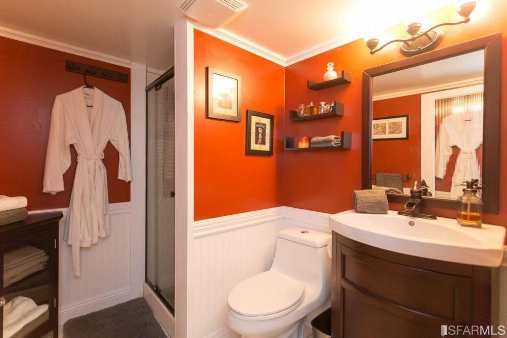 Shared bathrooms cleaned regularly by maid