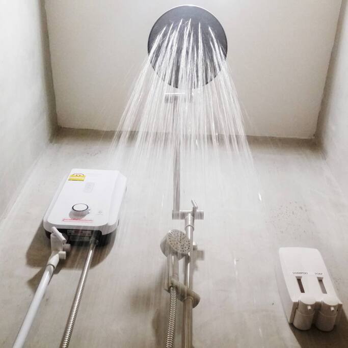 Rain shower with hot water