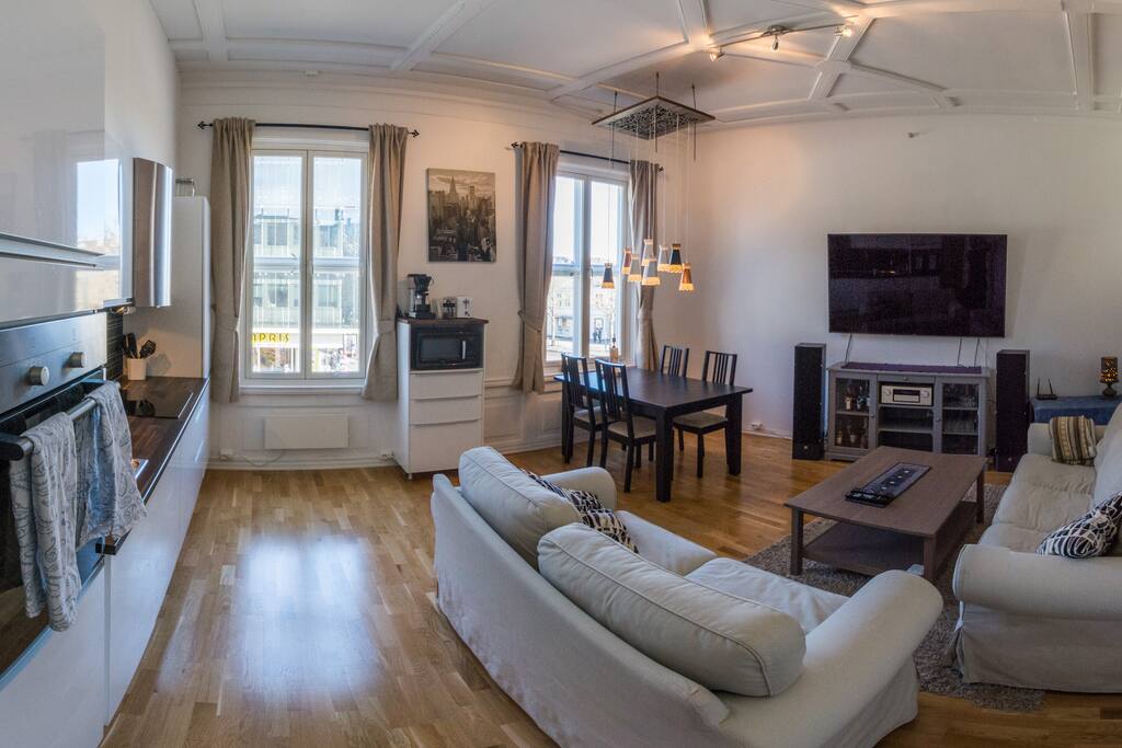 Living room and kitchen