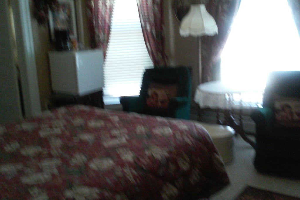 Queen bed, whirlpool bath with shower, TV, DVD , coffee, refrigerator, hair dryer. full breakfast