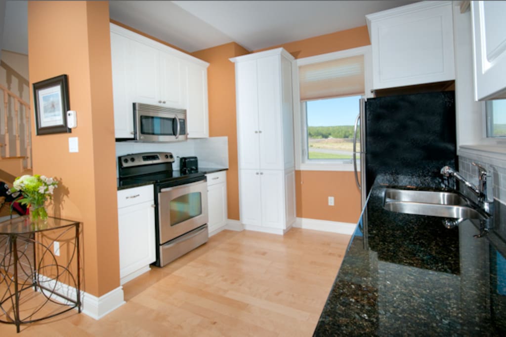 Kitchen, stainless steel and granite