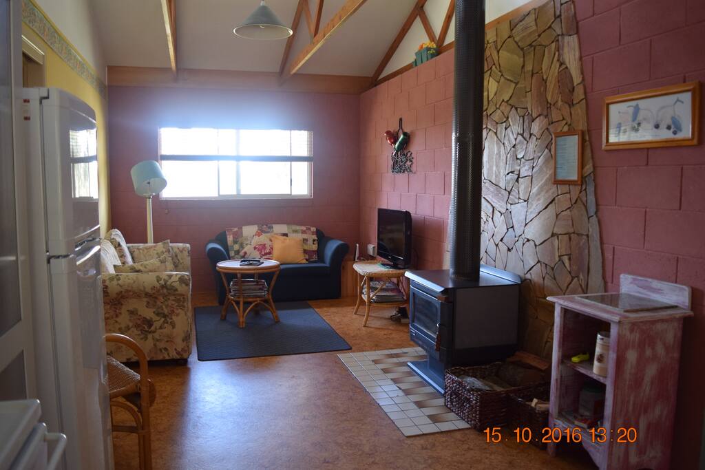 Our comfy family room with fireplace.