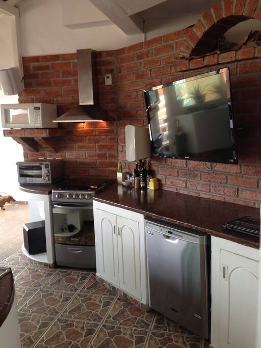 The kitchen is fully equipped (cabinetry, fridge/freezer, stove, microwave, coffee-maker, blender, dishwasher, silverware, dishware, cookware and basic cooking utensils).