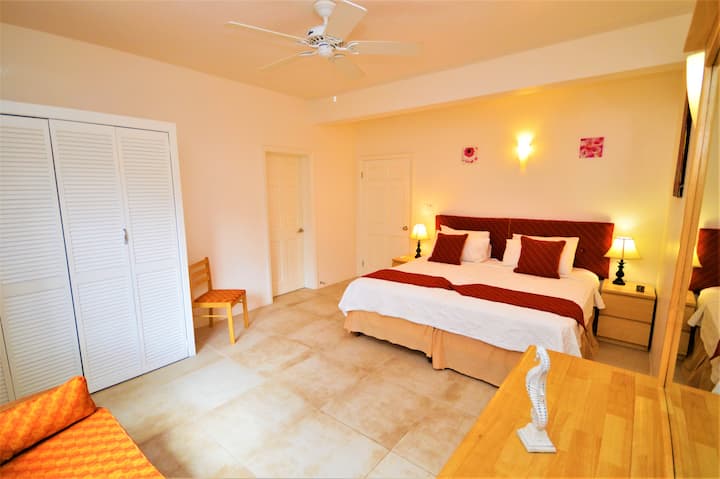 غرفة النوم 3 هي الأصغر ، ولكنها لا تزال كبيرة جدًا مع الكثير من الخزانة ومساحة التعليق