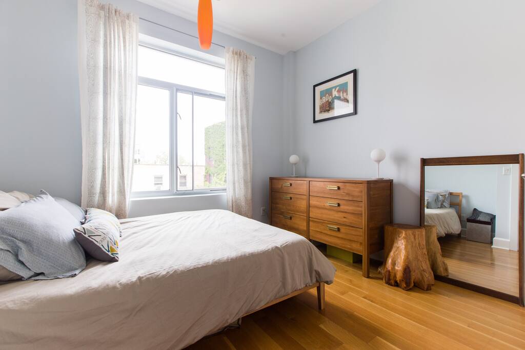 Bright, airy room with a view of the inner courtyards of Brooklyn.