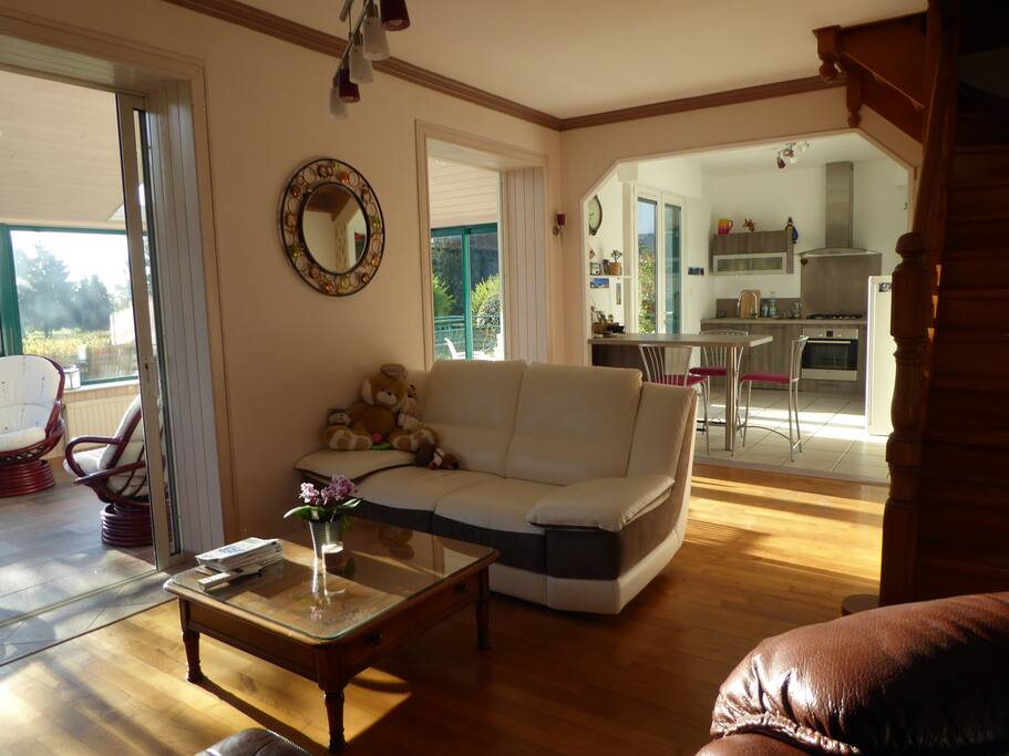 salon avec cuisine équipée