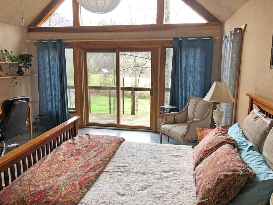 Upstairs bedroom has private balcony
