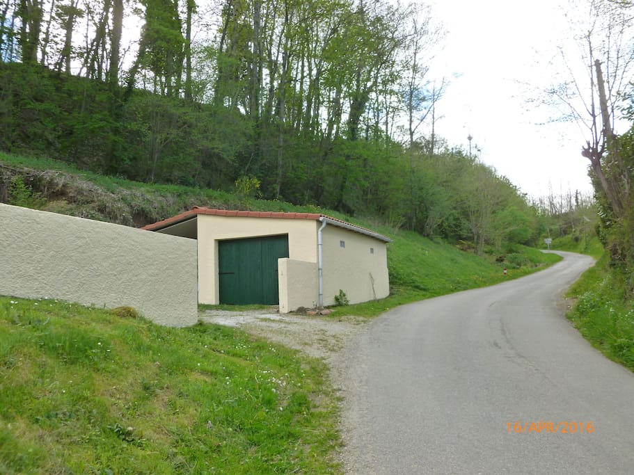 The entrance and garage