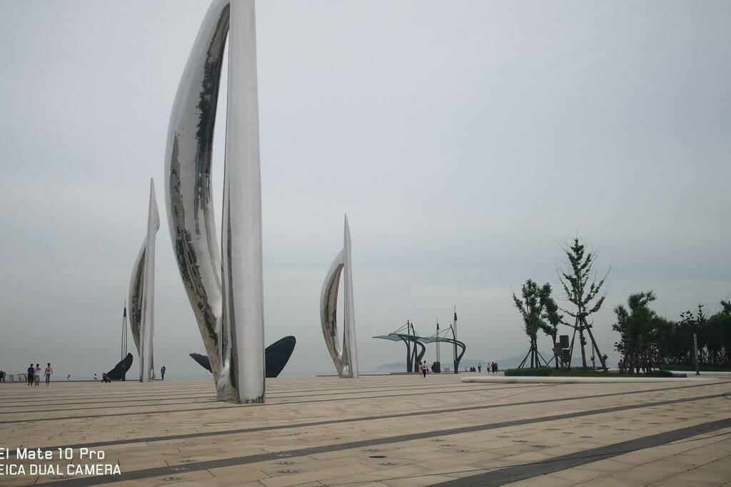安逸的海边休闲区, 数公里美丽舒适的海岸线。The beach is nice and quiet.
