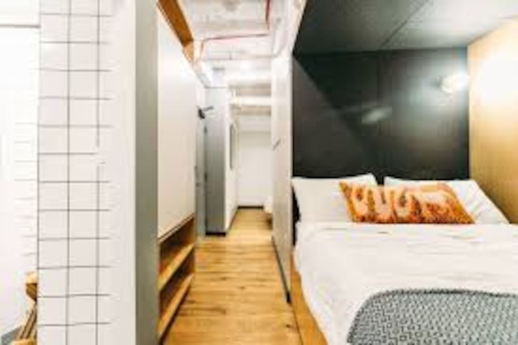 Bed and hallway
