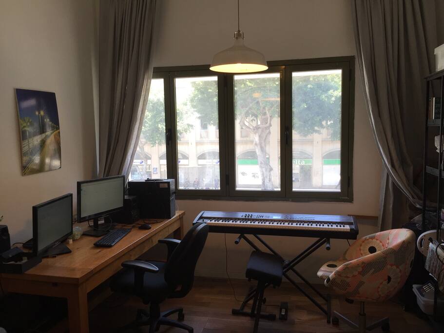 Part of living room, and view to Sderot Yerushalaim!
