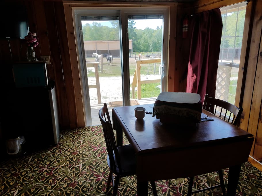 View of the horses from living area
