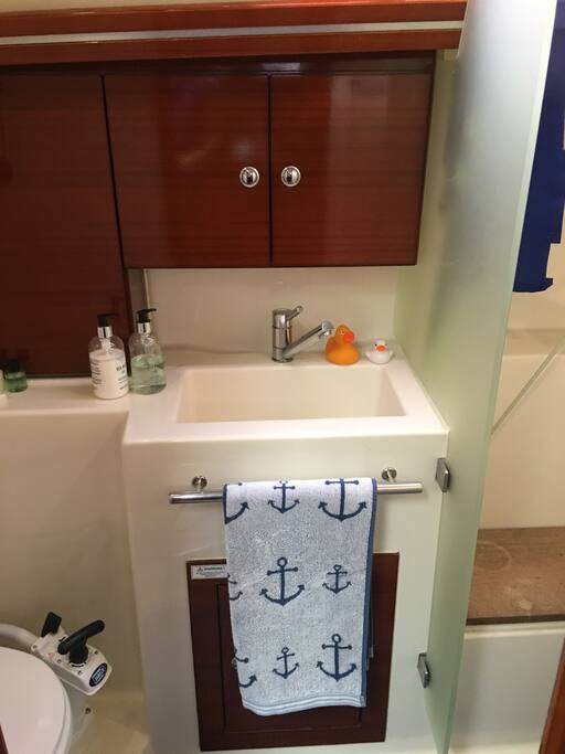 Small sink and cupboard space .