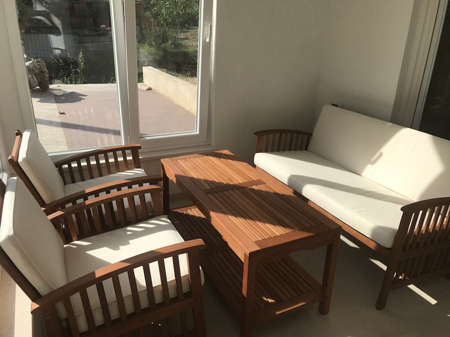 Furniture can be placed outside on the patio if you like