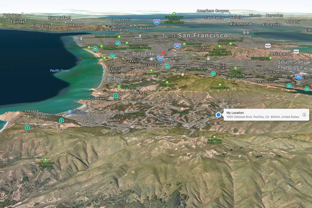 Our location in the Bay Area, 15 min from SF0, 15-20min to San Francisco