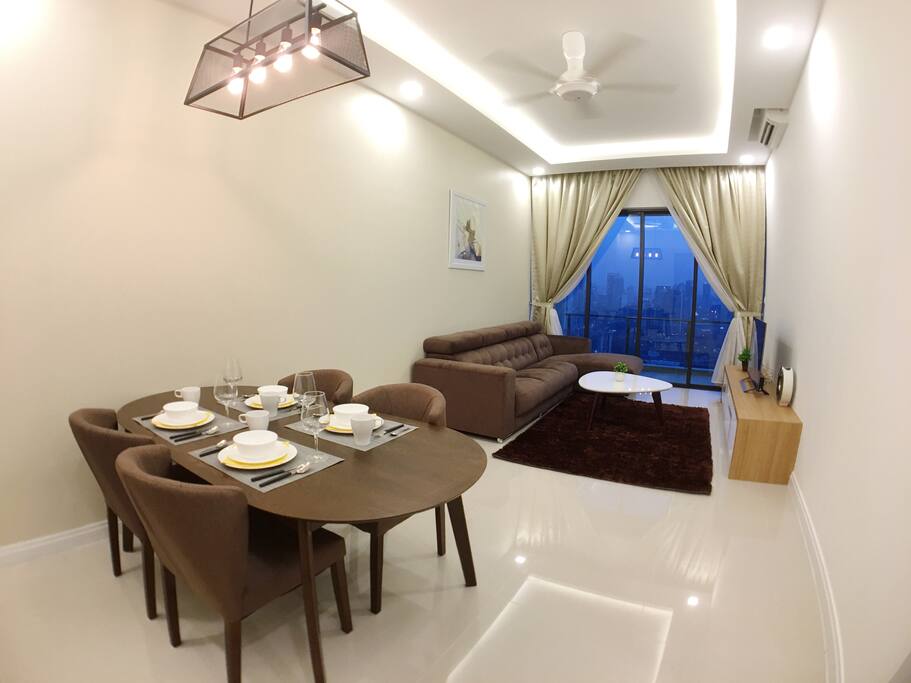 Living room space with balcony - have a great view of KLCC and KL Tower