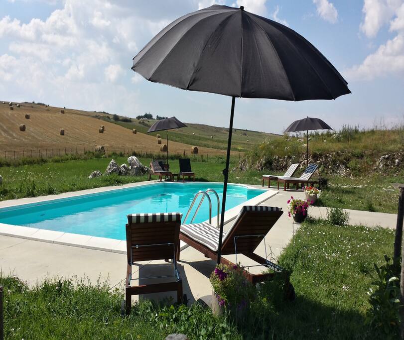 The countryside from the large private swimming