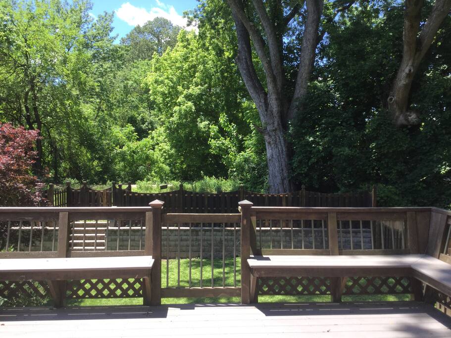 The view of the canal path from the deck