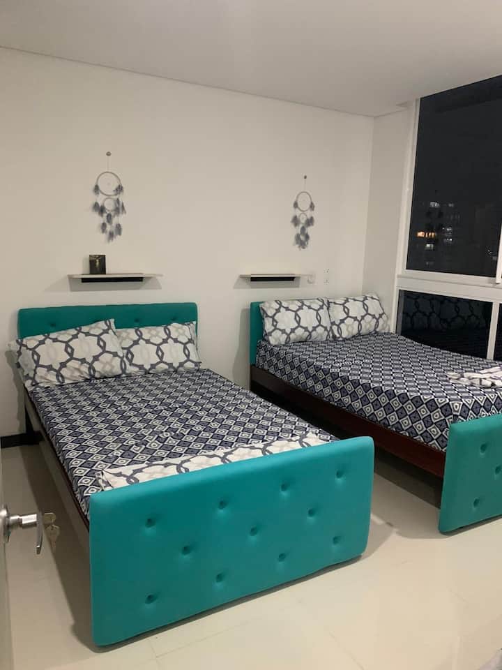 Bedroom with A/C and extra mats