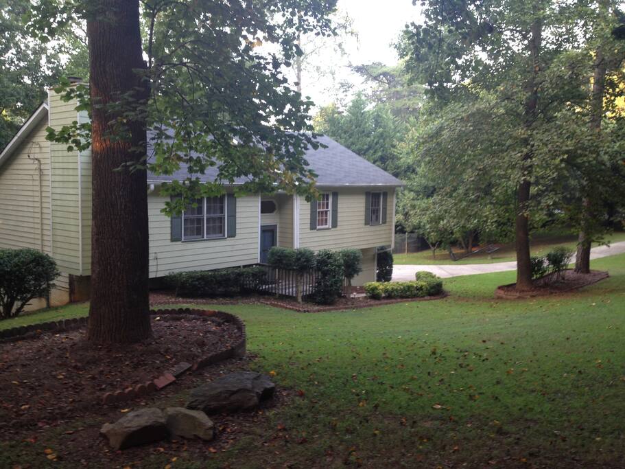 Looking at front of house from left side