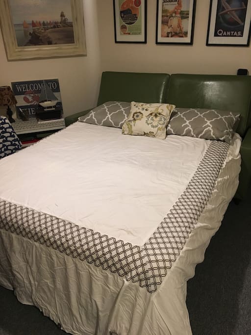 Pull out couch made into bed