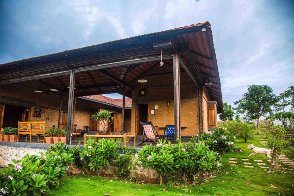 Our 3BHK villa with a large veranda has a very unique open air structure that allows guests stay connected to nature all around.