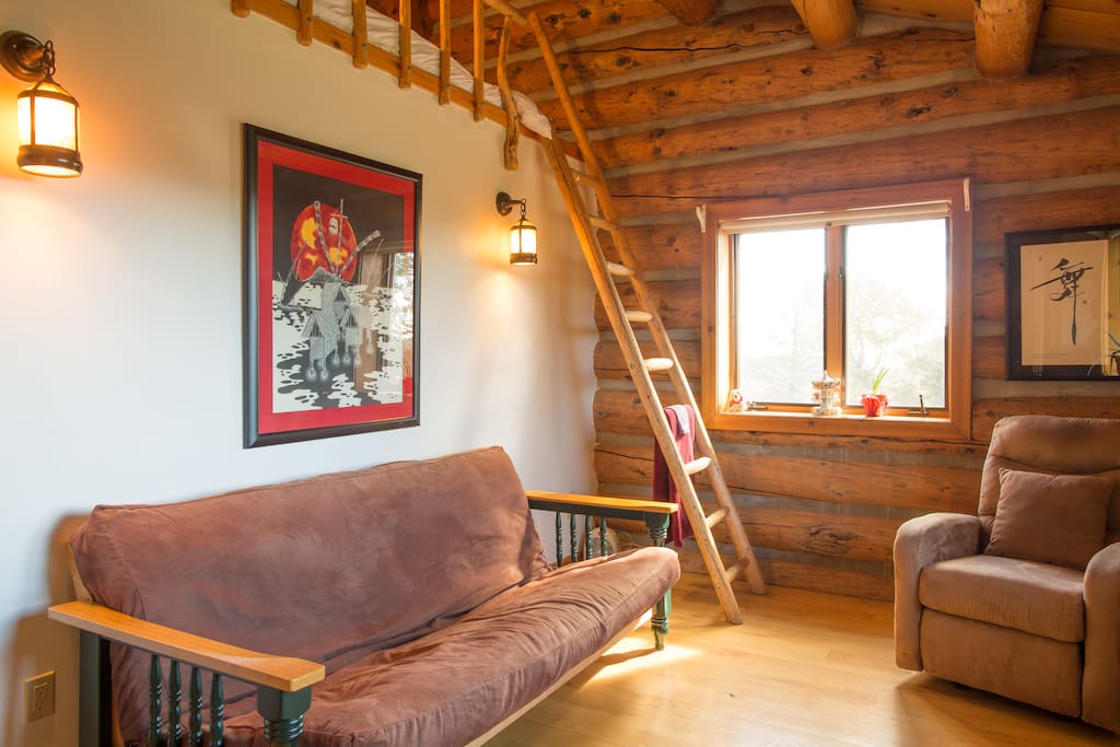 Second room can be used as a bedroom with loft bed and fold out futon or as a sitting room,