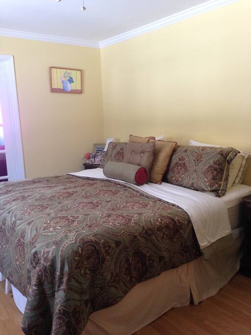 Master bedroom with California king bed.