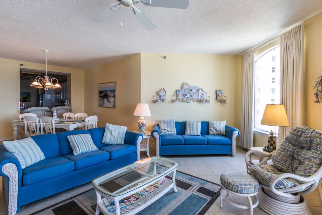 Comfortable Living Room with a Beach Flair