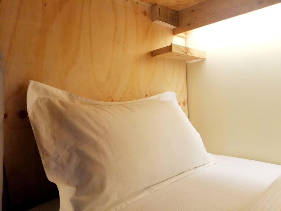 Bed with Privacy Curtains, Night Light, International Socket and Locker