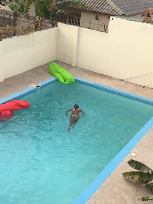Taking my early morning lap. Love me some exercise in the morning in my own private pool