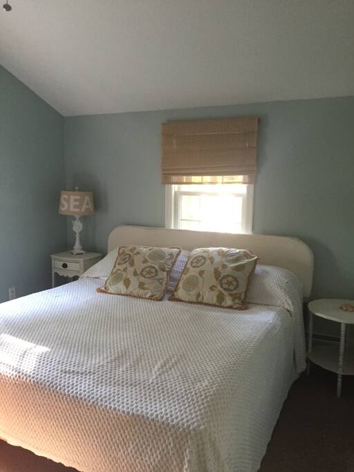 Master bedroom with king sized bed.