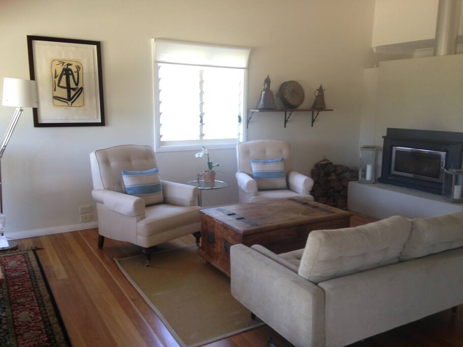 Living room and fireplace