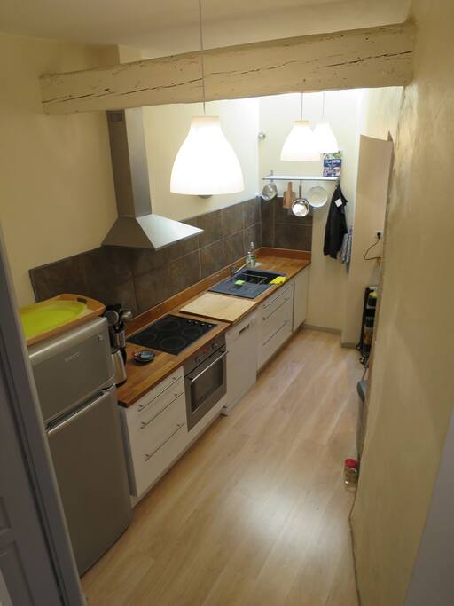 modern ikea kitchen, fridge/freezer, dishwasher, fitted stove