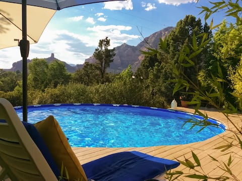 Joya al atardecer de Sedona, vistas increíbles, piscina