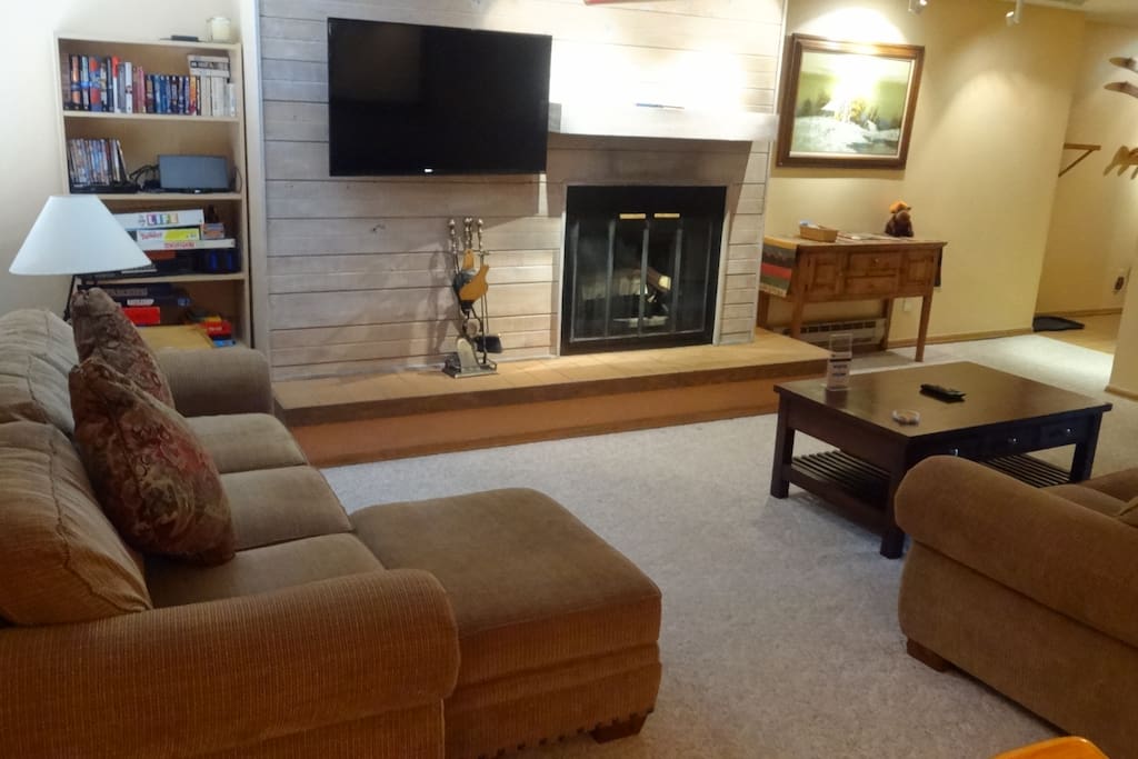 50" TV with basic cable and a DVD player make it a great place to watch the game or a movie.