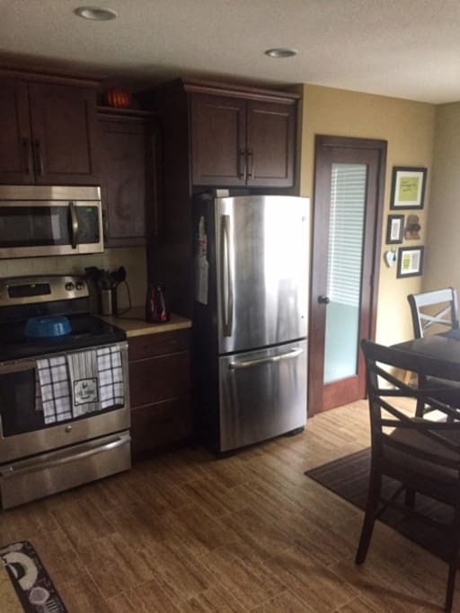 Shared kitchen space with complimentary coffee.